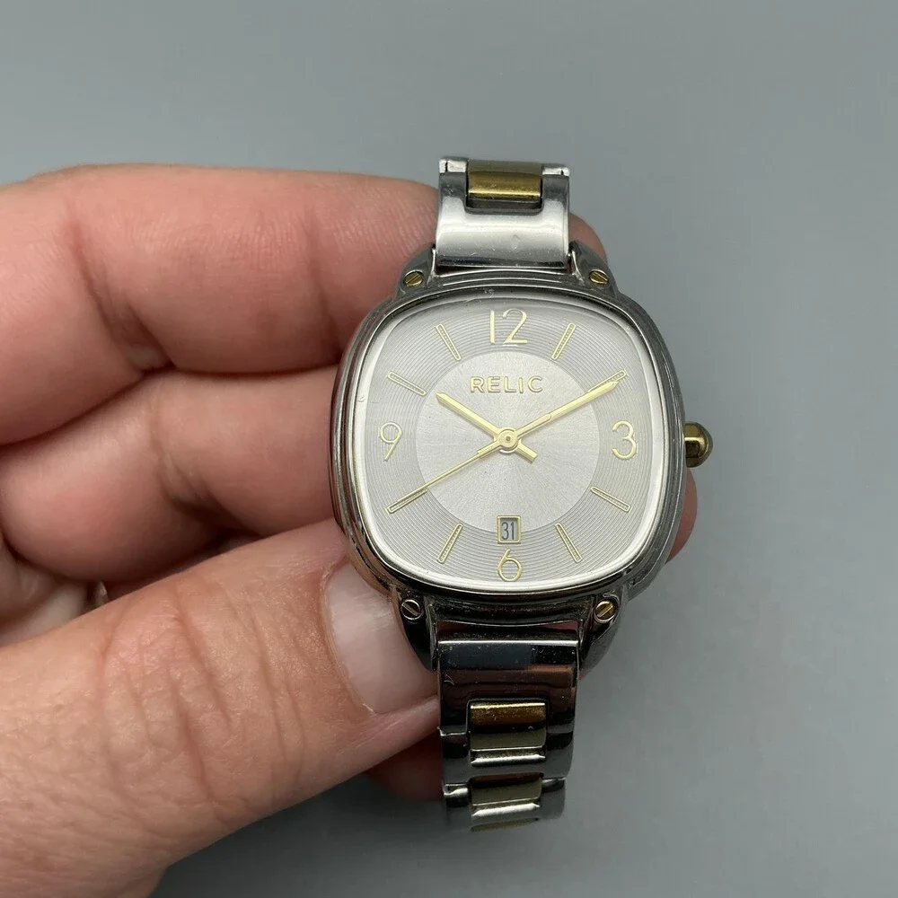 Relic Womens Watch 26mm Two Tone Stainless Steel Date ZR34244 New Battery 7.25